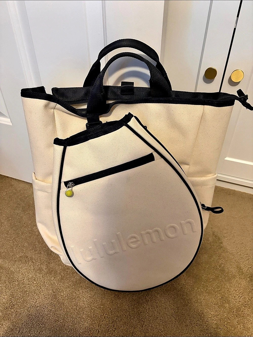 lululemon 3-in-1 Tennis Bag 30L *Canvas White & Black Tote
